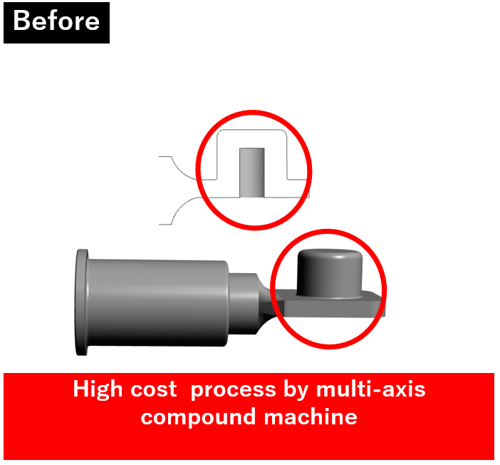 Example of cost reduction by changing the production method for special nuts used around engines